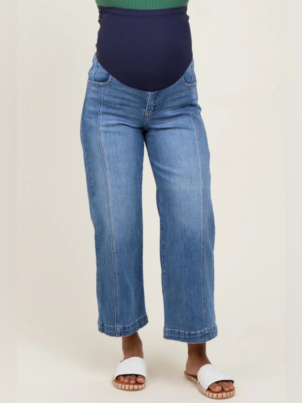 Pinkblush Cropped Maternity Front Seam Blue Jeans NWOT